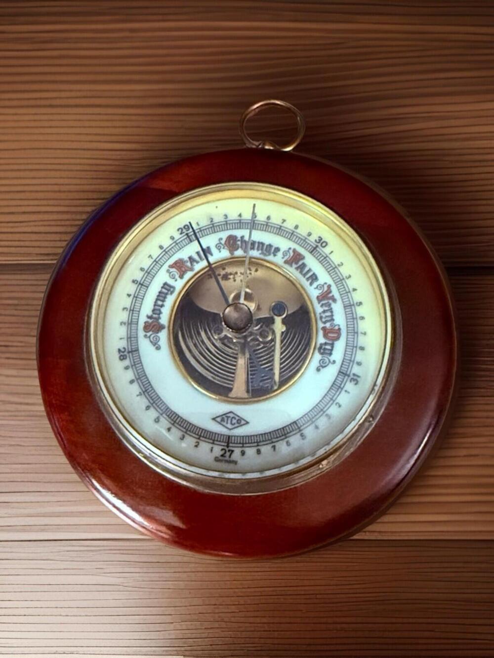 Vintage Collectible Wooden Mahagony Case Barometer  Made In Germany 5"T